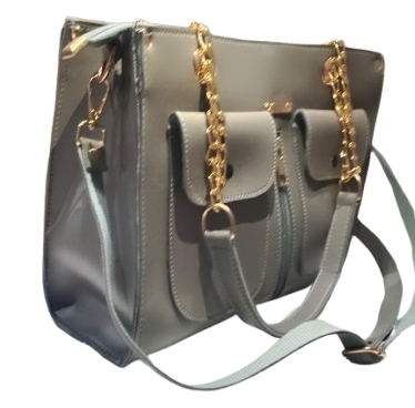 Luxury Faux Leather Handbag – Dual Chain & Strap Design