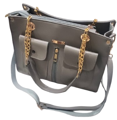 Luxury Faux Leather Handbag – Dual Chain & Strap Design