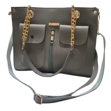 Luxury Faux Leather Handbag – Dual Chain & Strap Design